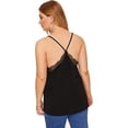 thumbnail image 2 of Camisola sin mangas con escote en V y ribete de encaje con tirantes finos para mujer, 2 of 5