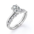 thumbnail image 4 of JeenMata Anillo Nupcial con Filigrana Decorativa Milgrain de 1,75 Quilates con Engaste en Punta Ovalada en Baño de Oro Blanco de 18 K sobre Plata (Personaliza la Banda de Tu Anillo de Bodas), 4 of 6