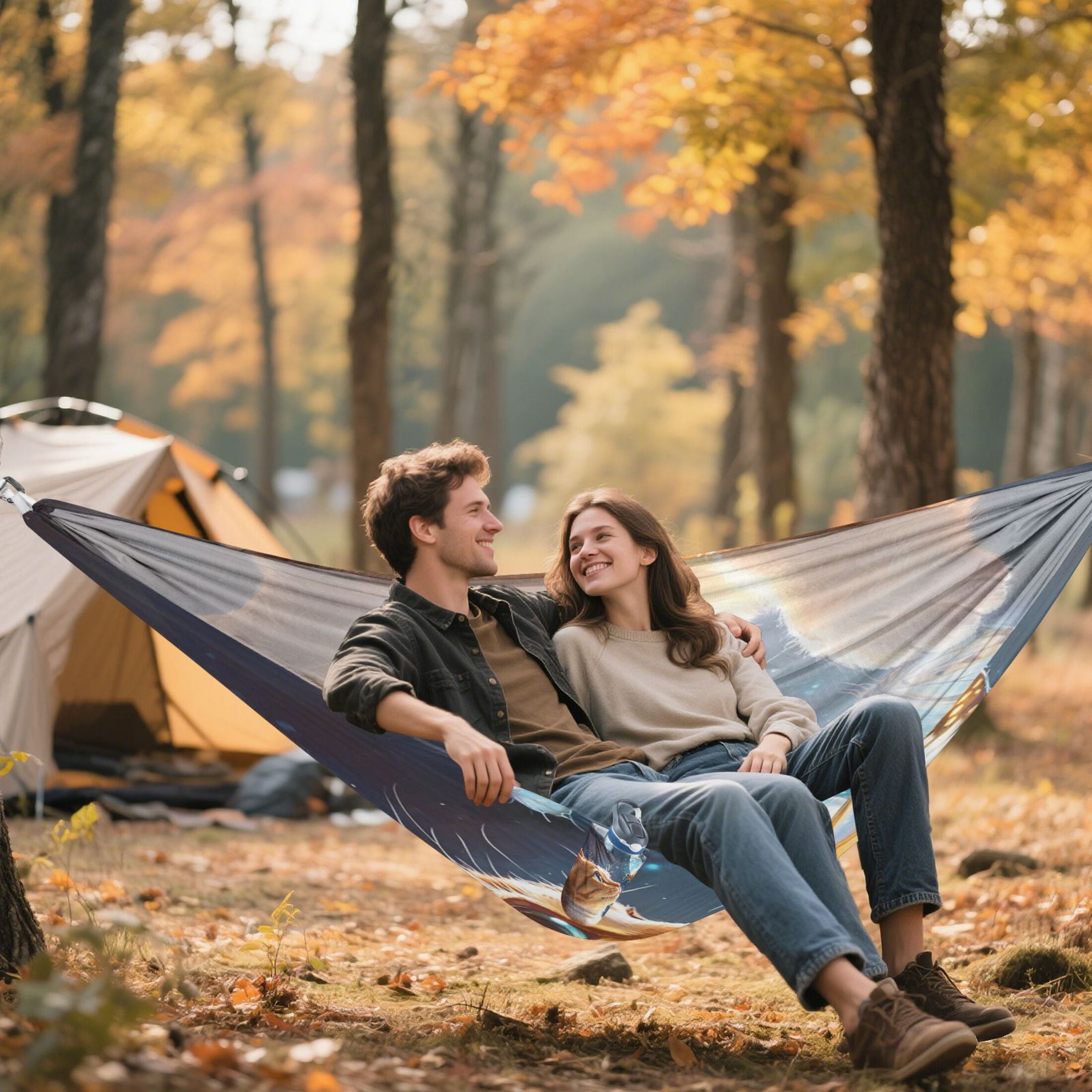 Hammock Camping Hammock Nylon Portable Hammock Travel Camping Hammock The Cat and The Butterfly