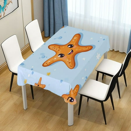 

54x72 Inch Tablecloth Polyester Square Tablecloth for Home Kitchen Dinner Decor Cute Cartoon Starfish