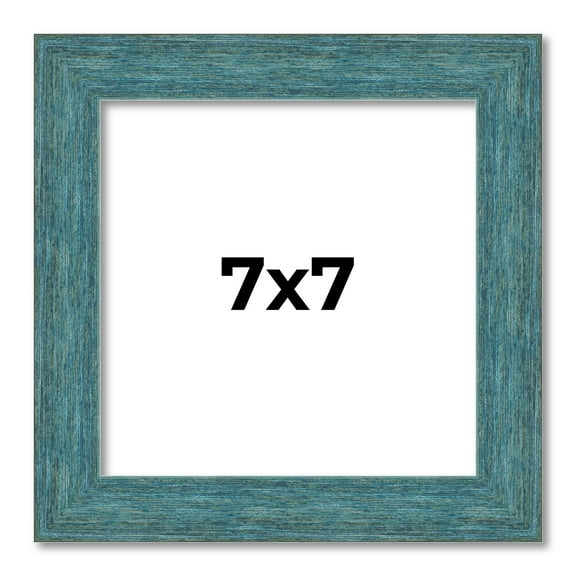 7x7 Frame Blue Rustic Barnwood Solid Wood Picture Frame Width 1.25 Inches | Interior Depth 0.5