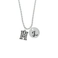 thumbnail image 2 of Delight Jewelry Black Nickeltone Crystal Initial - M - Beaded Border - Silvertone Script Initial Disc - Z - Charm Necklace, 20"+3", 2 of 4