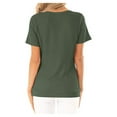 thumbnail image 4 of Women Short Sleeve Crossed Surplice Button Tops, 4 of 5