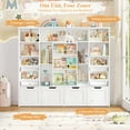 thumbnail image 2 of Hiphuta 55"W Kid Toy Storage Organize with Sliding Bookshelf, Kid Bookcase with 4 Removable Drawers, Toy Storage Toy Organize for Kid Bedroom Playroom, White, 2 of 8