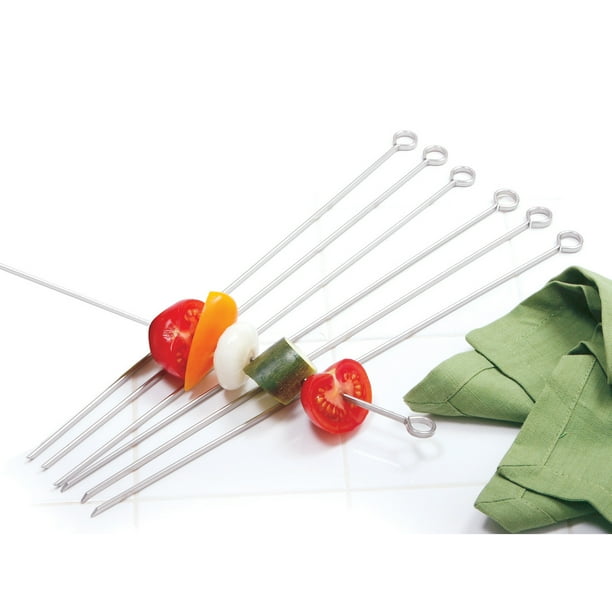 Norpro 12" S/S Skewers 6 Pc Bbq Grilling Camping Marshmallow Hot Dog Shish Kabob