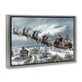 thumbnail image 3 of Stupell Industries Santa's Sleigh over Town Holiday Painting Gray Floater Framed Canvas Art Print Wall Art, 25 x 17, 3 of 9