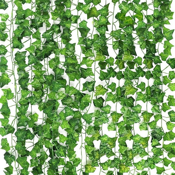TekDeals 84FT 12 Strands of Artificial Ivy Leaves Vine Garland Flowers Silk Fake Hanging Ivy Plants for Wedding Party Garden Home Wall Decor