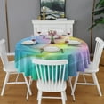 thumbnail image 2 of Rainbow Tie Dye Swirl Pattern Round Tablecloth 60"x60",Wrinkle Wipeable Table Cloth for Kitchen Dining Room Picnic Patio Party, 2 of 6