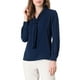 thumbnail image 5 of INSPIRAR CHIC Blusas de Manga Larga para Mujeres Chifón Plisado con Cuello de Lazo Camisa de Oficina 3XL Azul Marino, 5 of 7