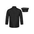 thumbnail image 2 of Aislor Men Classic Kitchen Coat with Hat Long Sleeve Double Button Chef Shirt Canteen Bakery Uniform Black 4XL, 2 of 7