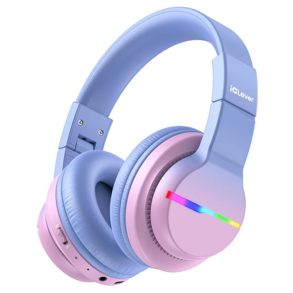 Auriculares Bluetooth iClever BTH12 para niños con LED 85H, color rosa