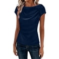 thumbnail image 2 of Haivin Womens Summer Tops 2026 Pleated Round Neck Short Sleeve Shirts Business Casual, 2 of 6