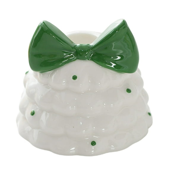 JoyMoreHome Valentine Day Ceramics Candlestick Base with Bow, Decorative Candle Holder, for Holiday Party, Tabletop, Fireplace