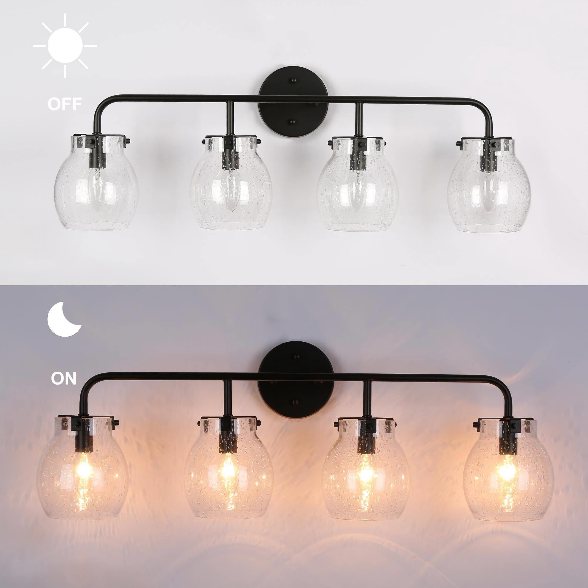 LNC 29-in 4-Light Matte Black LED Modern Vanity Light Bar for Dressing Room, Powder Room