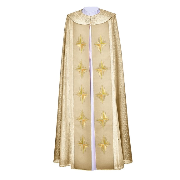ibiyuan Priest Chasuble with Embroidered Gold Crosses Cloaks Vestment, One Size Fits All