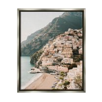 Stupell Cinque Terre Coastal Town Scenery Landscape Photography Gray Floater Framed Art Print Wall Art