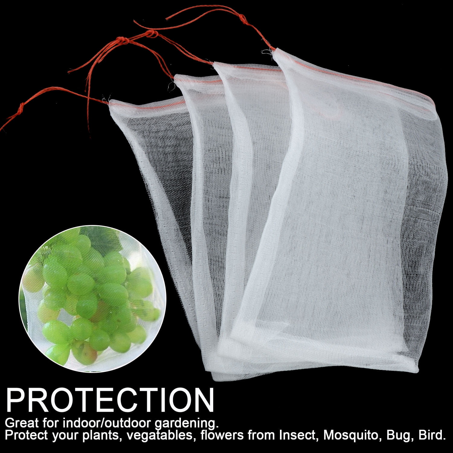 Garden Plant Fruit Protect Drawstring Net Bags Mesh Against Insect Bird 25x15cm 