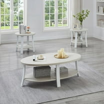 Anze Contemporary 3-Piece Oval Wood Shelf Coffee Table Set - Add Elegance to Your Home