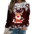 thumbnail image 4 of Sudaderas de Cuello Redondo de Navidad Para Mujer Otoño E Invierno Casual Navidad Elk Impreso Manga Larga Pulóver Blusa Tops Odeerbi ODB200305, 4 of 6