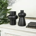 thumbnail image 2 of DecMode 9", 10"H Black Glass Vase with Various Shapes and Wide Rounded Centers, Set of 2, 2 of 13