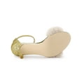 thumbnail image 5 of BLISSFUL STEP Women's Faux Fur Glitter Stiletto Heel Sandals Gold 10, 5 of 8