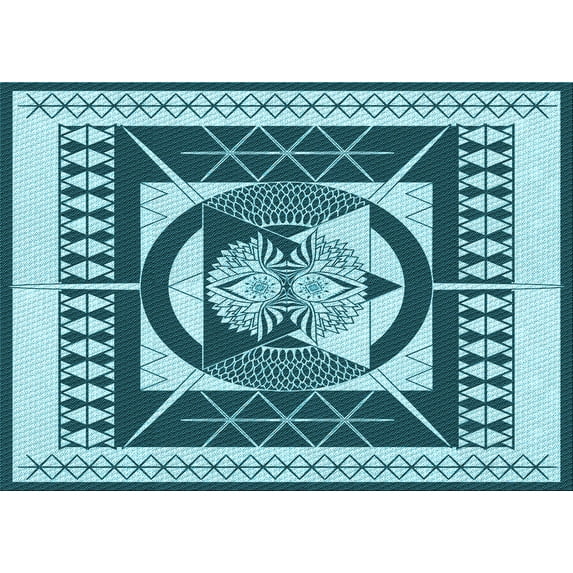 Ahgly Company Indoor Rectangle Patterned Medium Teal Green Area Rugs, 2' x 3'