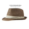 thumbnail image 2 of Byfri Straw Panama Jazz Hat Wide Brim Sun Fedora Hat for Beach Travel Coffee 56-58cm, 2 of 7