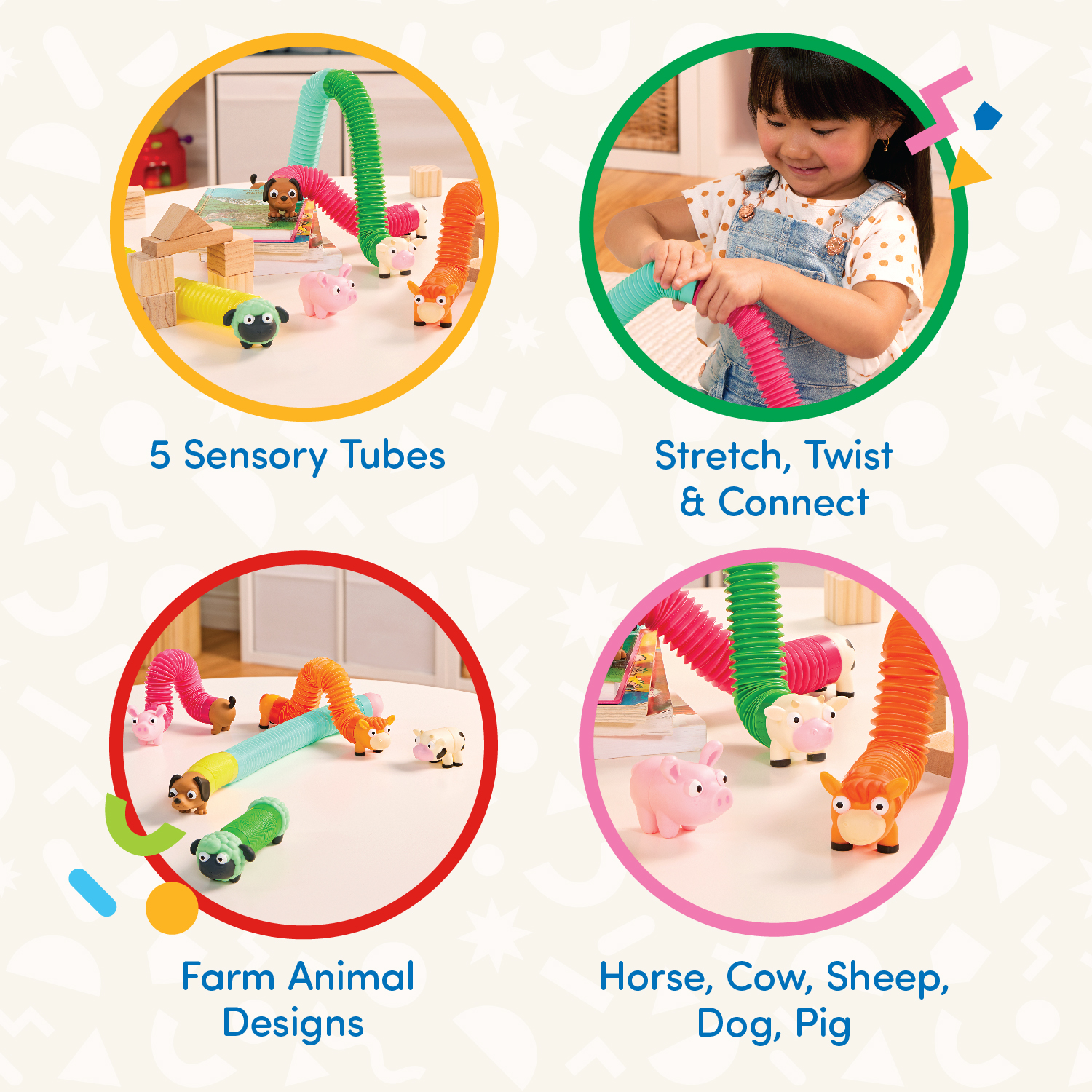 Battat Li'l Barn Buddies 5 Sensory Farm Animal Tubes photo 2