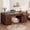 Brown, variant on 60" Wooden Home Office Desk with File Drawers, Executive Desk with Adjustable Cabinet, Farmhouse Wood Desk with Power Outlet, Distressed Study and Work Table, White Walunt