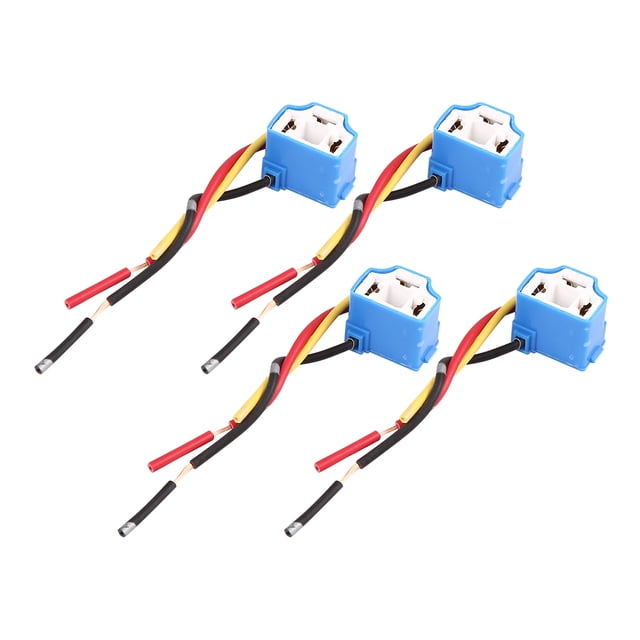 Zócalo De Luz De Coche De H4 12V CC Adaptador De Arnés De Cable De Faro De Cerámica Hembra 4Pcs