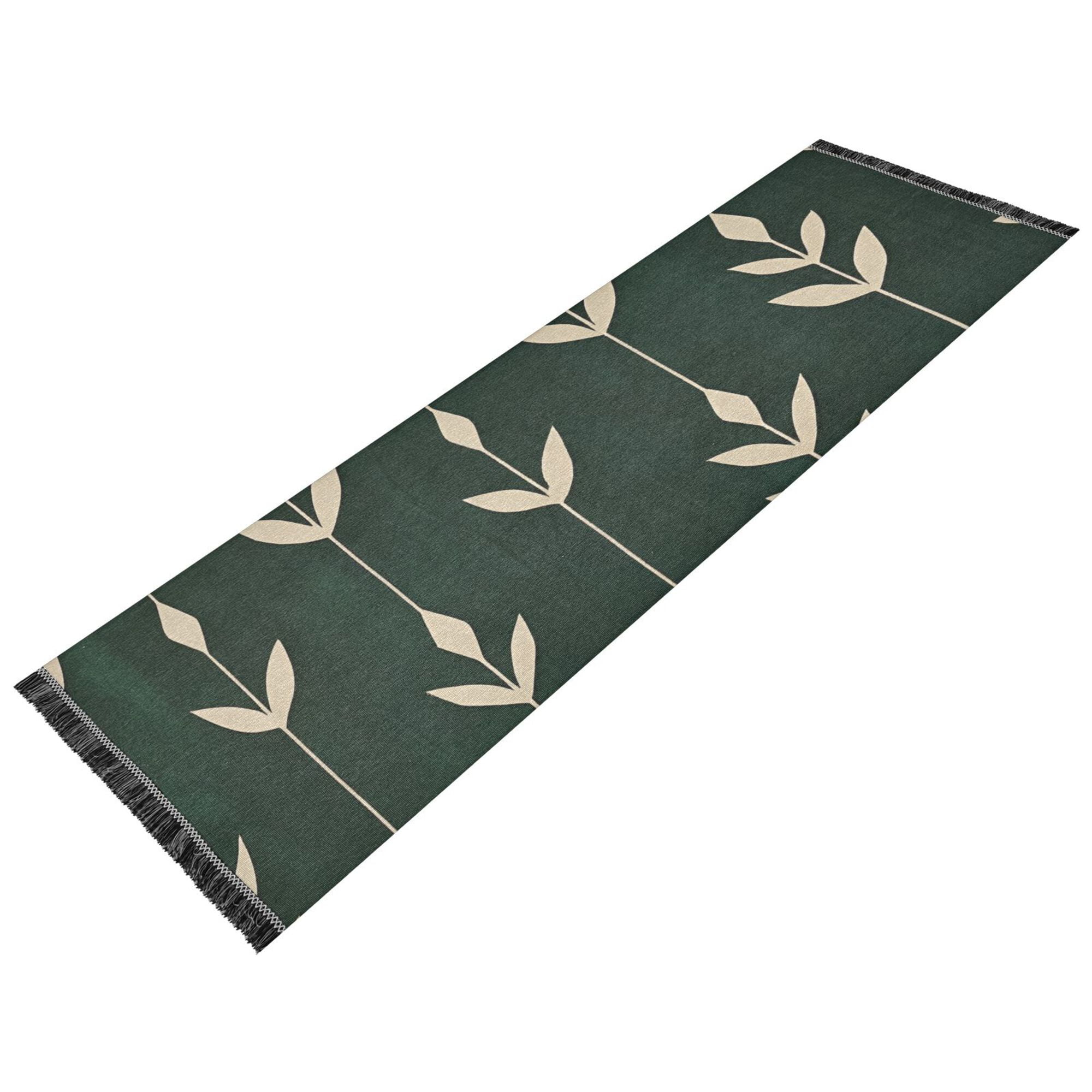 Yayeee Runner Rug for Bedroom 2'x6' Machine Washable Hallway Non Slip Mat, Green Plants