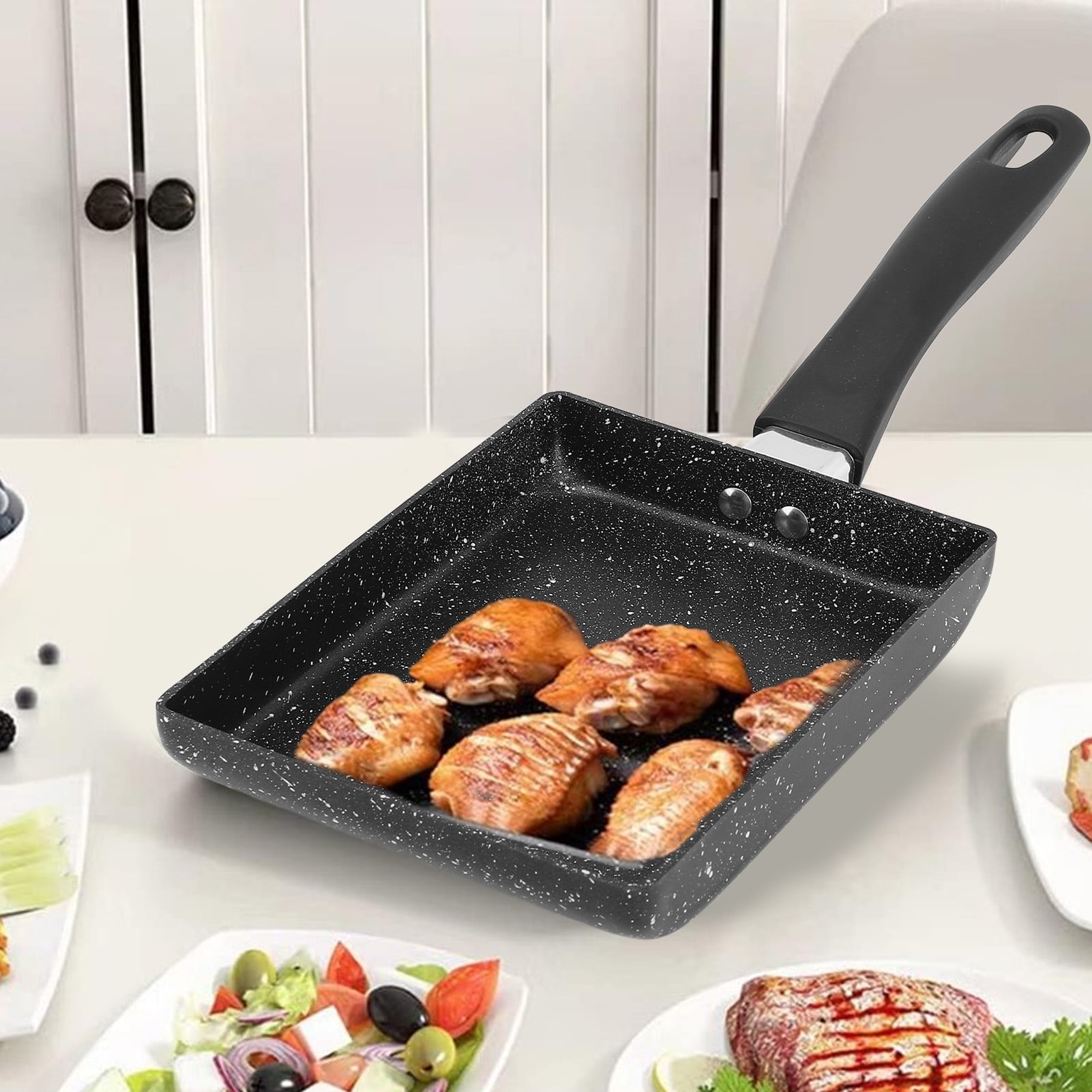 Large Rectangular Non-Stick Frying Pan - 15x19cm Egg Roll & Pancake Skillet