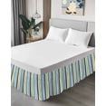 thumbnail image 4 of Blue Yellow Striped Wrap Around Bed Skirts for King Bed 16" Drop,Bed Skirt with Adjustable Elastic Belt Dust Ruffle Bed Valance for Bedroom Hotel Farmhouse Navy Blue Ombre Stripes Bed Frame Cover, 4 of 7