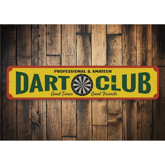 Dart Club Novelty Decor, Metal Wall Sign - 4x18 Inches
