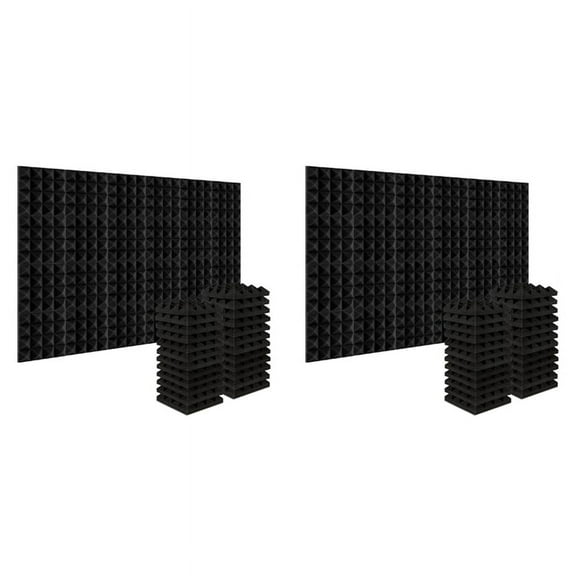 48Pcs 25X25X5Cm Studio Acoustic Soundproof Foam Pyramid Noise Insulation Sound Absorption Treatment Panels Black