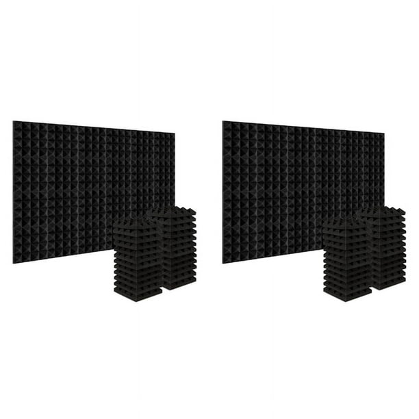 48 Piezas 25X25X5Cm Estudio AcúStico Insonorizado Espuma PiráMide Aislamiento de Ruido Paneles de Tratamiento de AbsorcióN de Sonido Negro