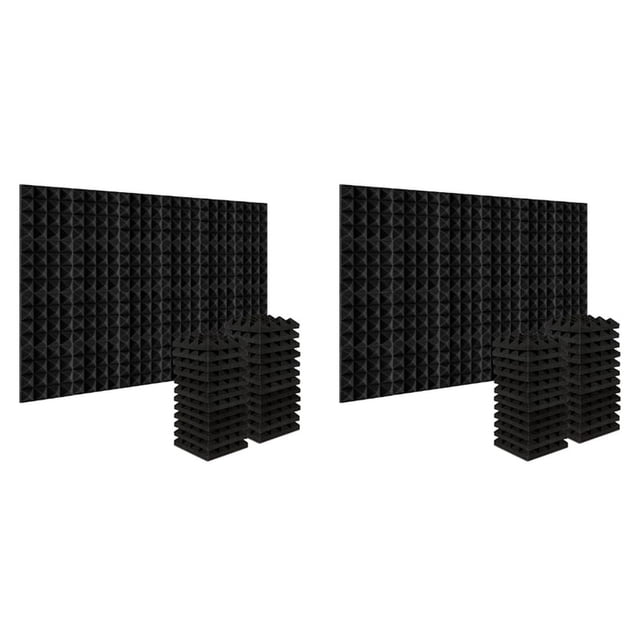 48 Piezas 25X25X5Cm Estudio AcúStico Insonorizado Espuma PiráMide Aislamiento de Ruido Paneles de Tratamiento de AbsorcióN de Sonido Negro
