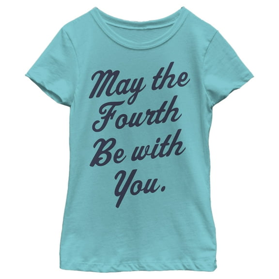 Girl's Star Wars May the Fourth Cursive  Graphic Tee Tahiti Blue X Large