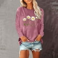 thumbnail image 2 of Women Crewneck Daisy Print Long Sleeve Sweatshirt Cotton Graphic Tops Casual Loose Fit Pullover Shirts for Fall Winter, 2 of 4