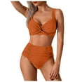 thumbnail image 2 of Linfrsh Women's Tummy Control Bikini Sets Twist Front Swimsuits High Waisted Bathing Suits Sexy Bikinis for Women Orange,XL, 2 of 7