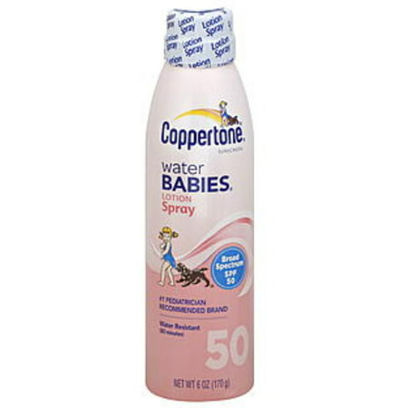 Coppertone Water Babies Sunscreen Lotion Spray SPF 50 6 oz (Pack of 4)