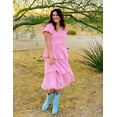 thumbnail image 4 of Vestido ZESICA para mujer 2025, estilo bohemio, midi, rosa, talla XL, 4 of 9