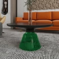 thumbnail image 6 of LeisureMod 30" Round Coffee Table with Glass Top and Black Powder-Coated Iron Rim Tempered Glass Pedestal Base No Assembly for Modern Home, Living Room Tully Collection in Green/Black, 6 of 18