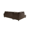 thumbnail image 3 of 3 Pieces Sectional Sofa Set, L-Shaped Faux Leather Sectional Sofa with Right Facing Chaise & Free Storage Ottoman & 2 Pillows Modern Tufted Upholstered Corner Couch with Arms for Living Room, Brown, 3 of 7