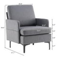 thumbnail image 2 of Ktaxon Fabric Arm Chair, Modern Club Chairs with Side Bags, Mid Century Accent Chair for Living Room Bed Room Dark Gray, 2 of 11