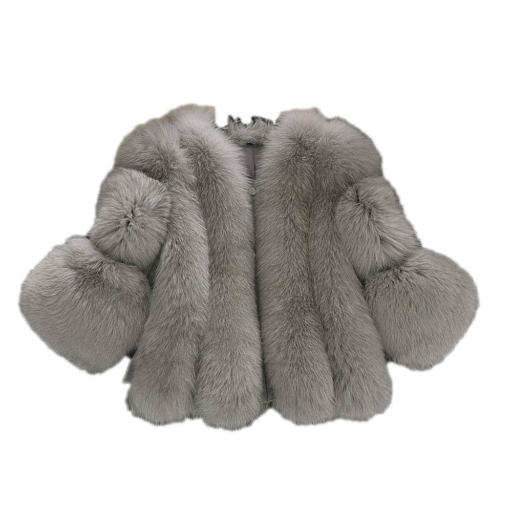 white plus size faux fur coat