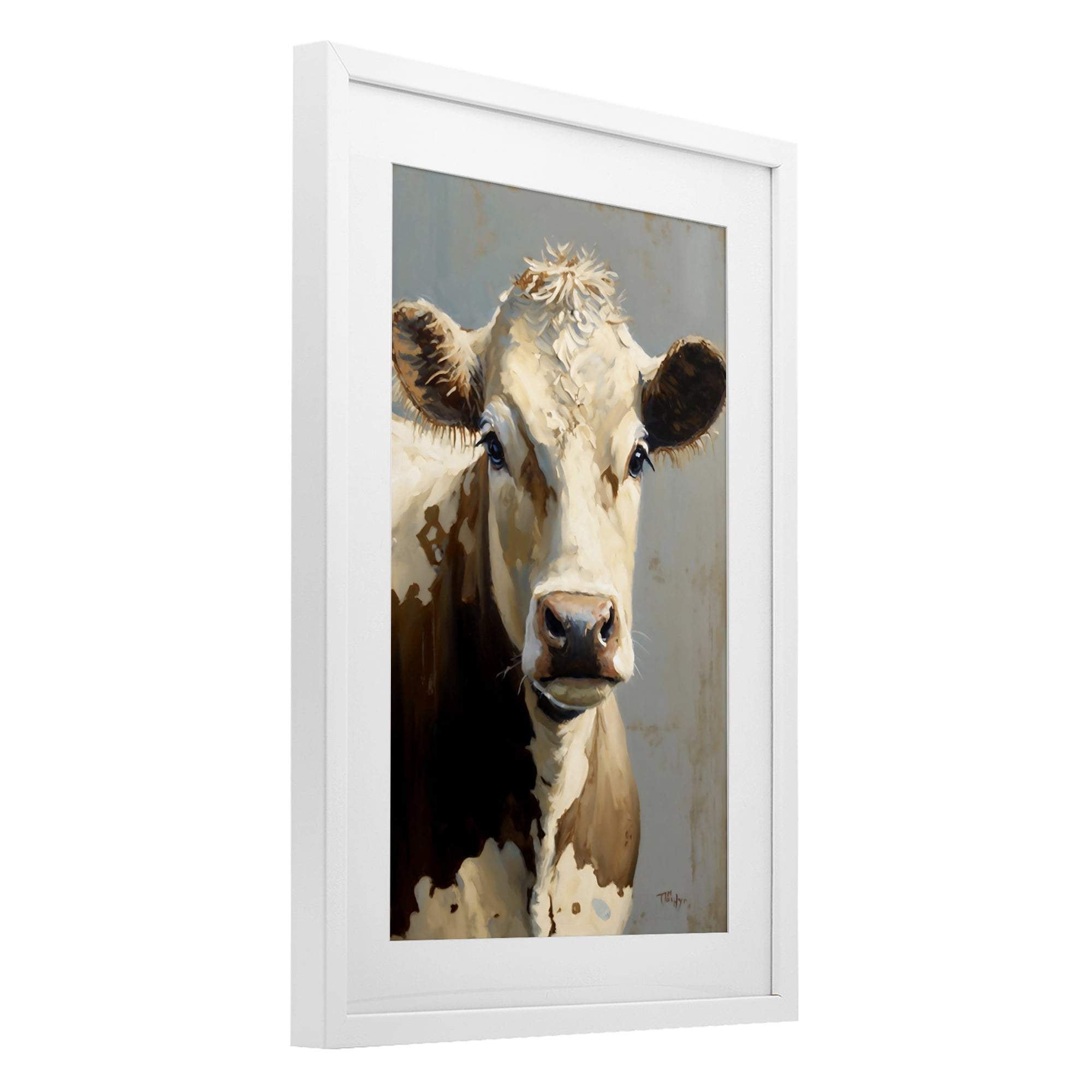 Stupell Industries Farmhouse Cow with Gentle Gaze White Framed Print Under Glass, design by Creative Studio