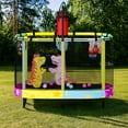 thumbnail image 3 of MOOSENG Elliptic Kids Trampoline, Bouncing Trampoline with Safety Enclosure Net, Adjustable Height Handrail, 500lbs Capacity, Designs for Boys & Girls, 7-in-1, 55” (Colorful Star）, 3 of 9