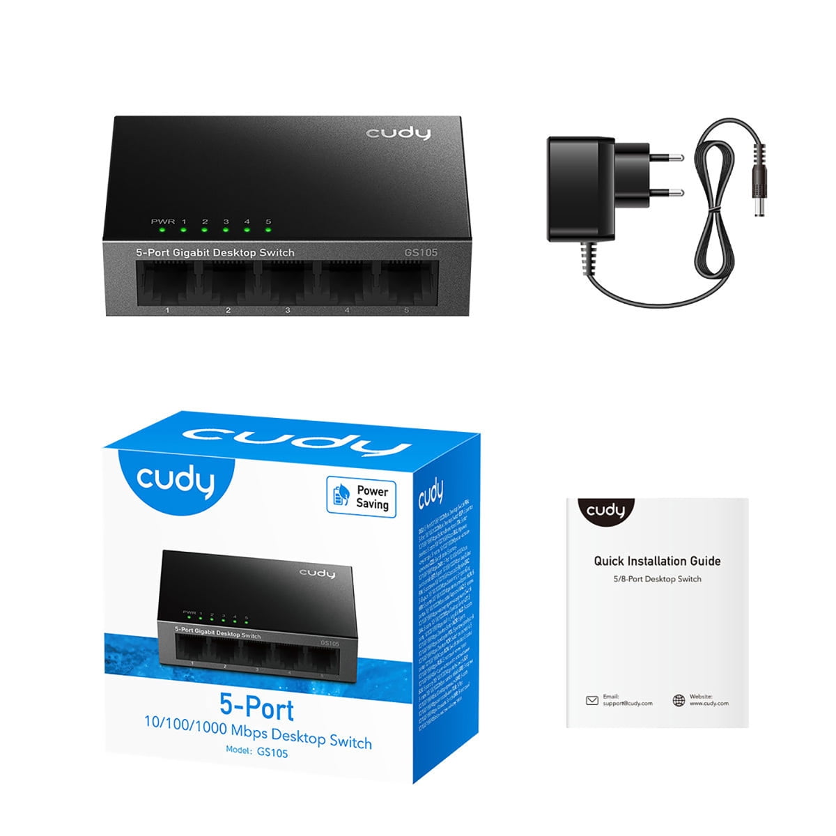 Cudy GS105 5-Port Gigabit Ethernet Unmanaged Network Switch with Metal Casing