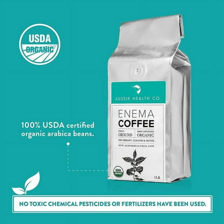 AUSSIE HEALTH CO 419° Roasted Organic Enema Coffee - Cleanse and Detoxify with 100% USDA Certified Organic, Pre-Ground Arabica Beans, Made in Seattle - 1 Pound Bag